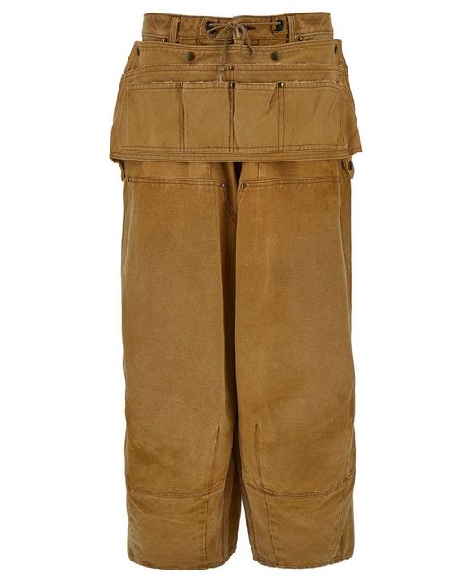 Needles Natural Beige Jeans With Apron Detail And Logo Patch In Cotton Denim for men
