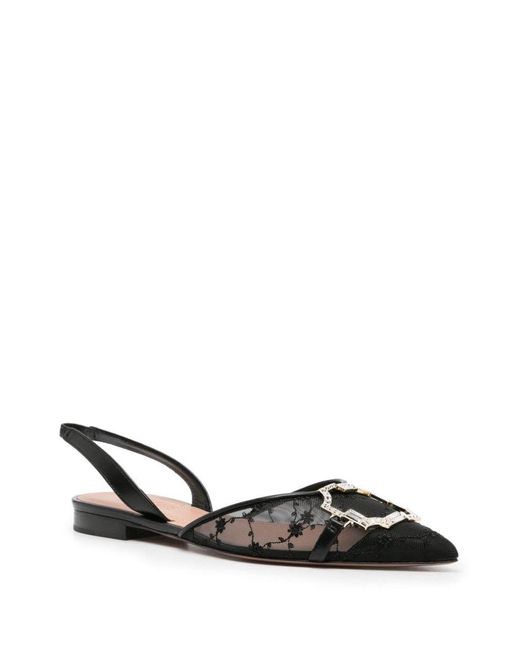 Malone Souliers Black Misha Embellished Mesh Slingback Ballet Flats