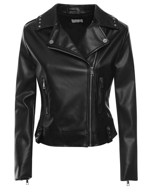 Liu Jo Biker Jacket With Silver-tone Metalware And Studs Detail In Faux ...