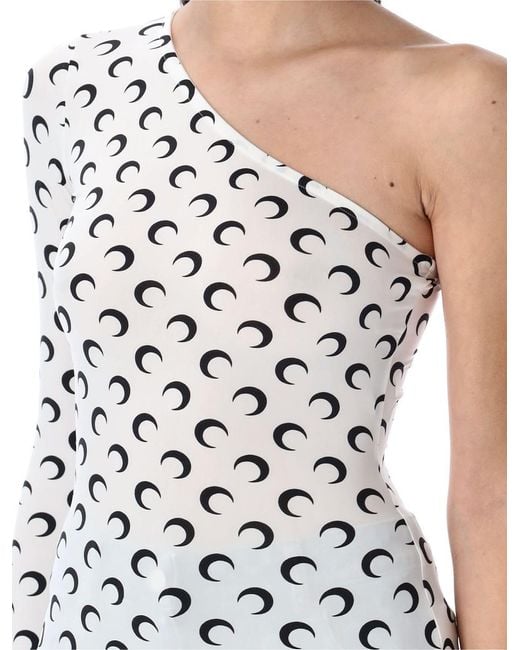 MARINE SERRE Blue Second Skin Moon Asymmetric Top