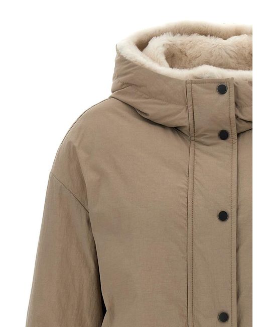 Brunello Cucinelli Natural Long Fur Insert Down Jacket