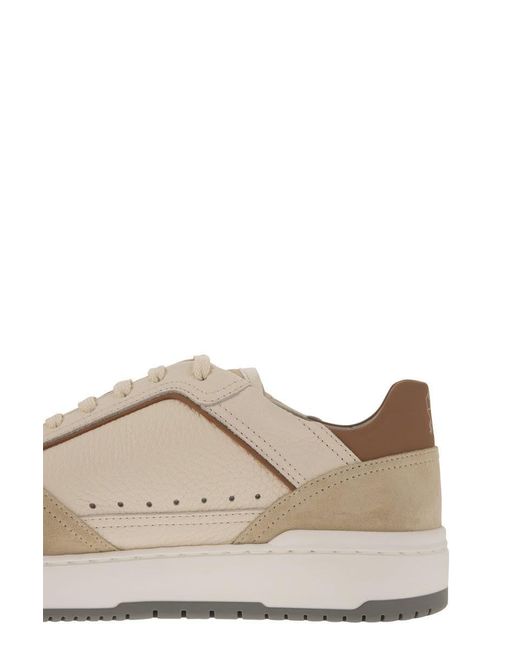 Brunello Cucinelli Multicolor Basket Trainers In Grained Calfskin And Washed Suede for men