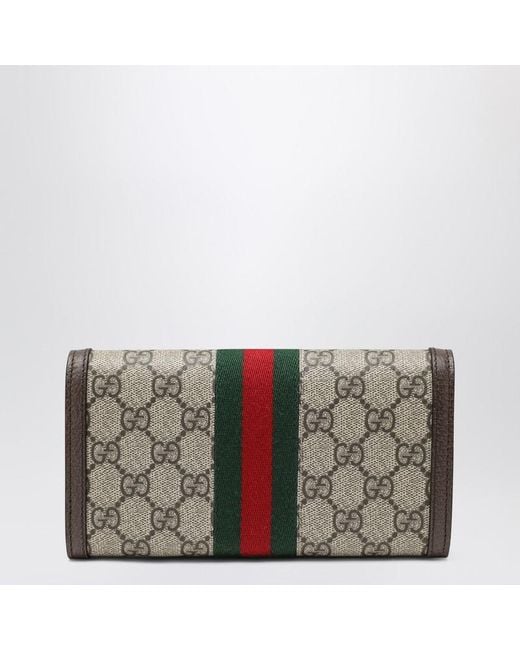 Gucci Metallic Ophidia Wallet In Beige/ebony Gg Fabric