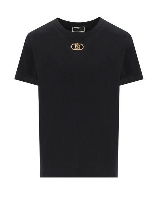 Elisabetta Franchi Black Jersey T-shirt With Logo