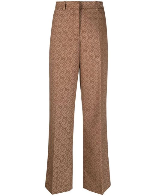 MARINE SERRE Brown Geometric-print Straight-leg Trousers