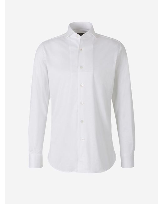 Canali White Cotton Knit Shirt for men