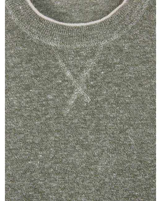 Fedeli Green Linen And Cotton Sweater for men