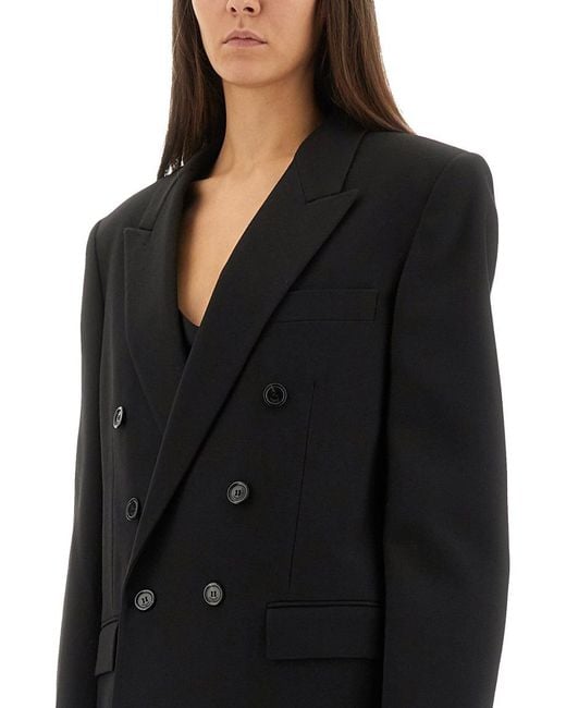 Saint Laurent Black Cassandre Double-Breasted Jacket