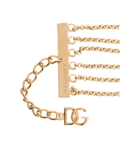 Dolce & Gabbana White 'kim' Gold-colored Multi-chain Chocker In Brass Woman
