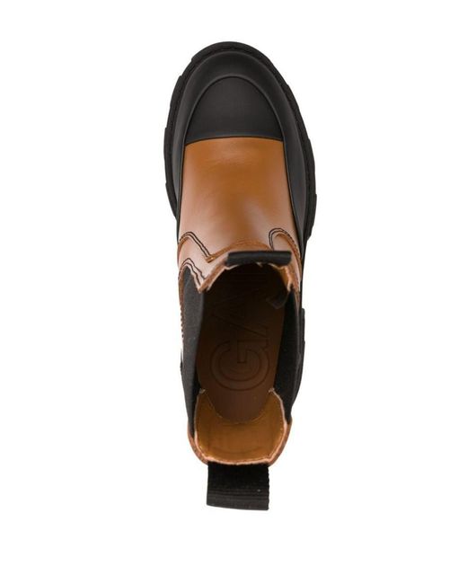 Ganni Black Platform Leather Chelsea Boots