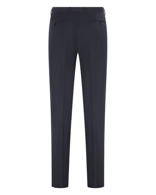 Zegna Blue Wool Tailored Trousers for men