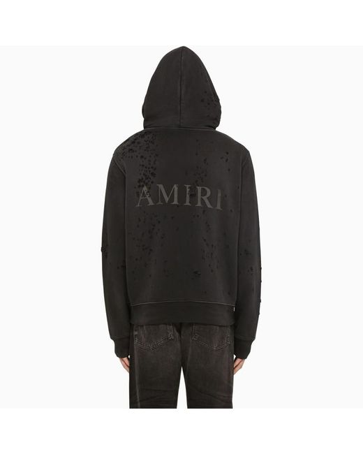 Amiri Black Zip Sweatshirt With Wear for men