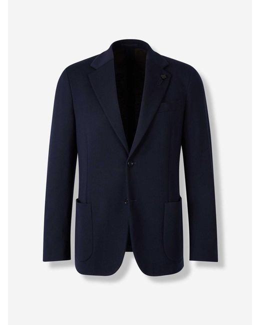 Lardini Blue Straight Wool Blazer for men
