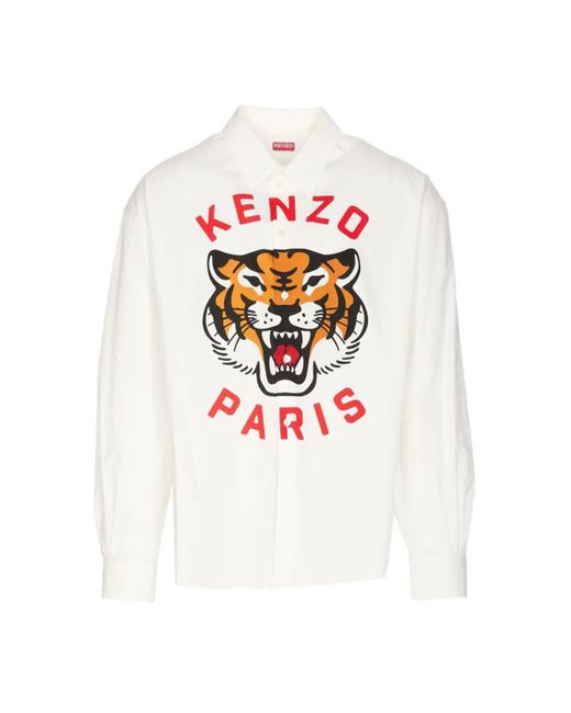 KENZO White Lucky Tiger Shirt for men