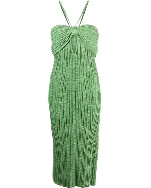 Cult Gaia Fitted Ribbed Midi Dress in Green | Lyst