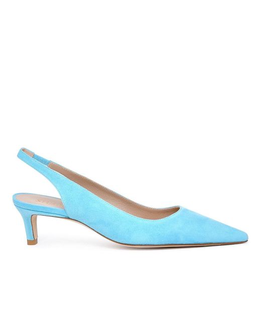 pale blue suede slingbacks