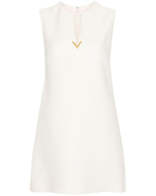 Valentino White Wool And Silk Blend Short Dress