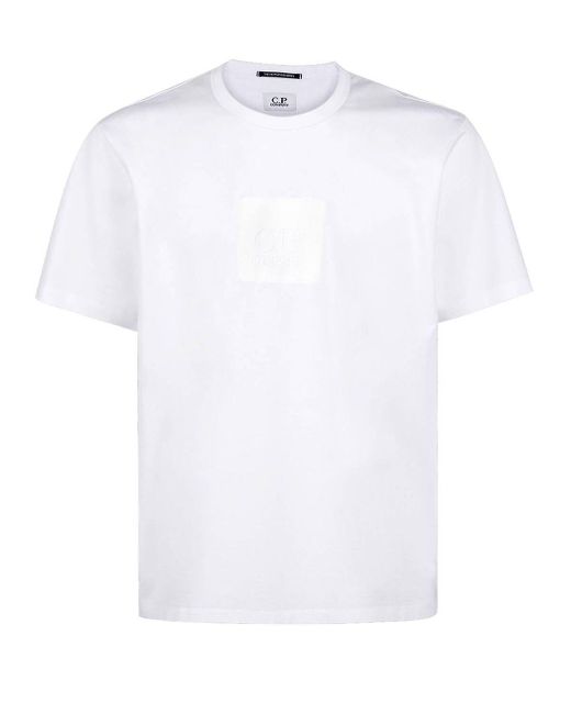 C P Company White T-Shirt With Logo for men
