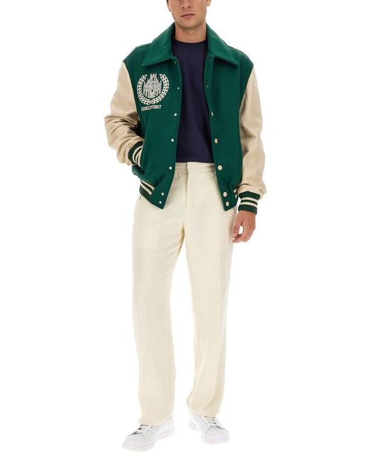 FAMILY FIRST Green College Varsity Jacket for men