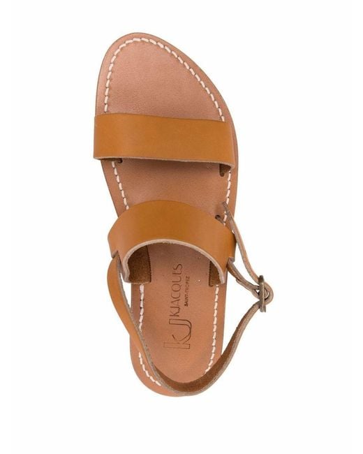 K. Jacques Brown Barigoule Leather Flat Sandals