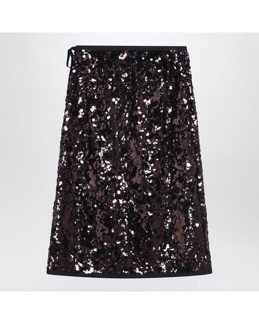 Prada Black Plum-Coloured Sequined Skirt