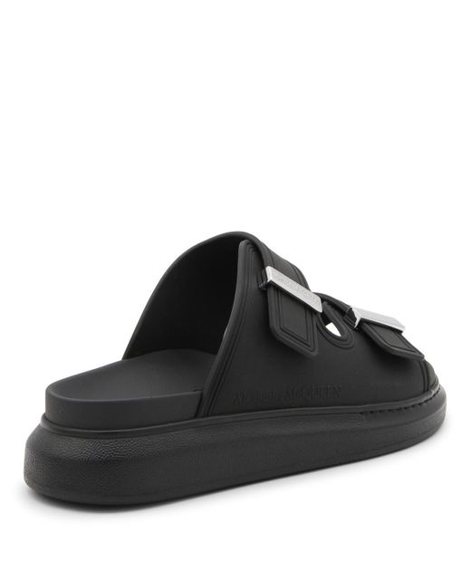 Alexander McQueen Black Leather Hybrid Sandals for men