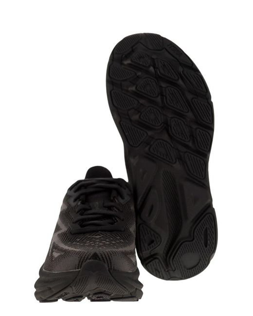 Hoka One One Black Clifton 9 - Breathable Sports Shoe