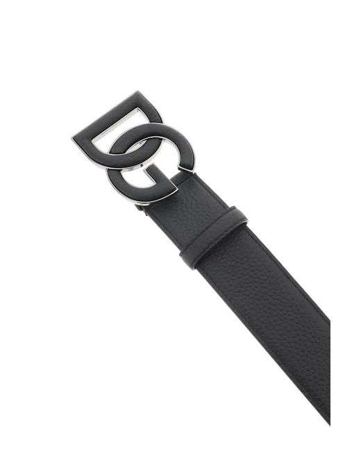 Dolce & Gabbana Black Leather Belt With Dg Logo Buckle for men