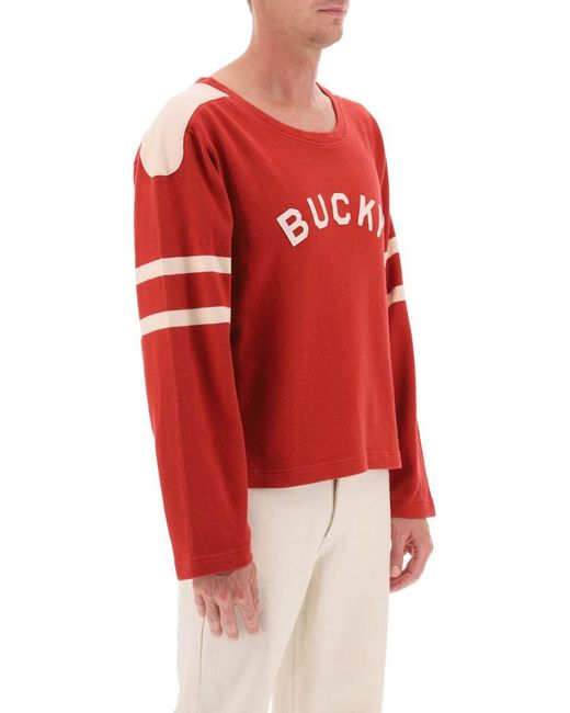 Bode Red Bucky Two-Tone Cotton Sweater for men