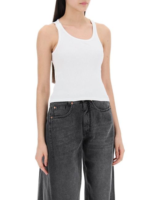 MM6 by Maison Martin Margiela White Sleeveless Top With Back Cut