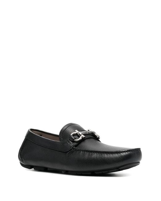 Ferragamo Black Gancini Leather Drivers for men