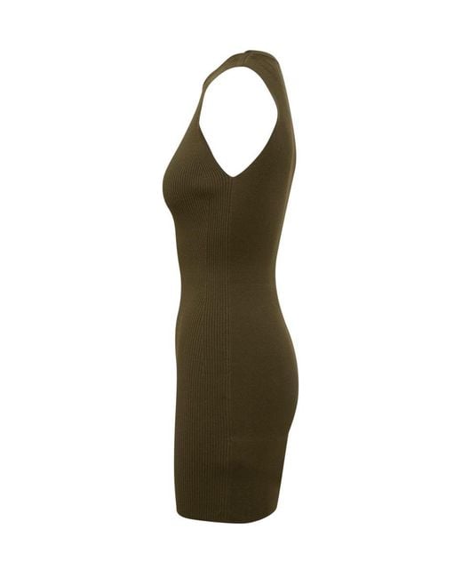 DIESEL Green Fitted Dress With Metallic Logo