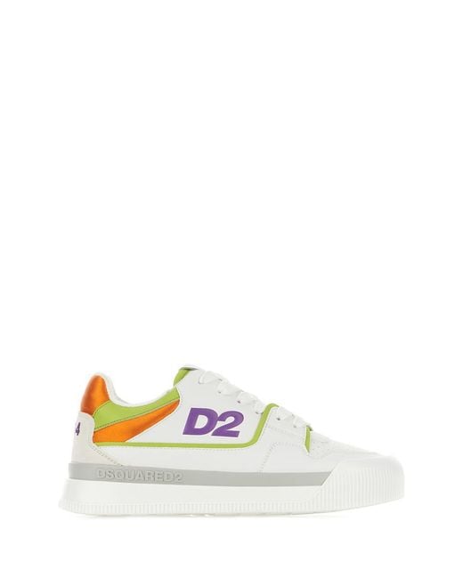 DSquared² White Leather And Polyester New Jersey Sneakers