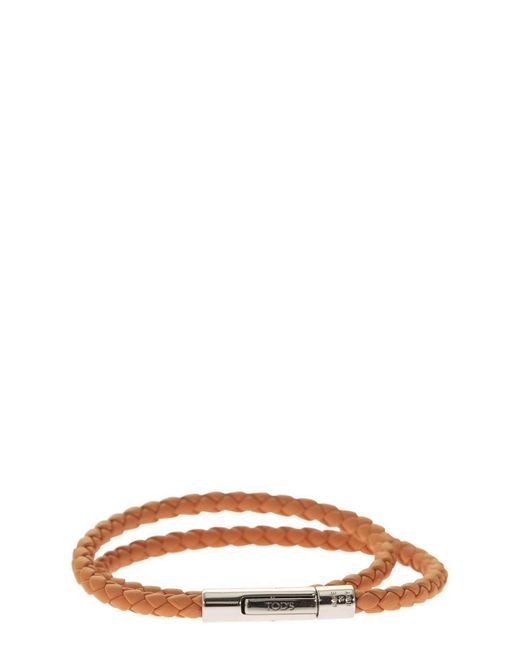 Tod's Brown Mycolors 2-turn Leather Bracelet for men