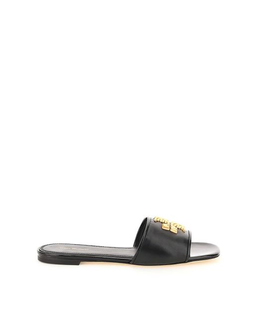 Tory Burch Leather Eleanor Slides in Black | Lyst Canada