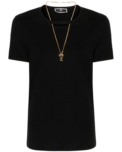 Elisabetta Franchi Black Necklace Detail T-Shirt