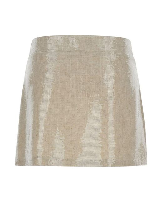 FEDERICA TOSI Natural Biege Mini Skirt With Sequins