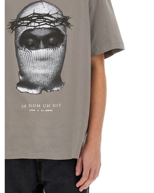 Ih Nom Uh Nit Gray Crown Mask Print T-Shirt for men