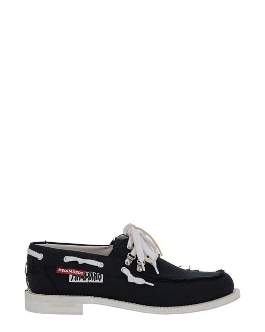 DSquared² White 'D2 X Magliano' Loafers With Logo Patch On The Side And Front Laces for men