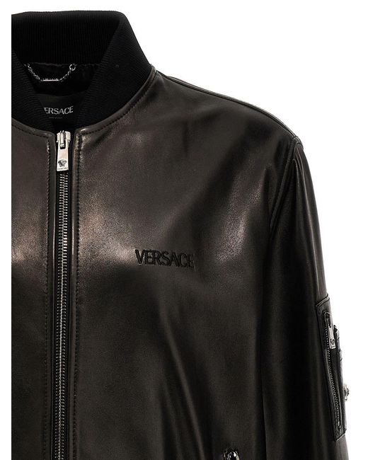 Versace Black Bomber Jacket With Logo for men
