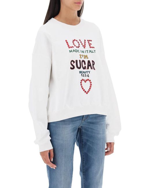 Dolce & Gabbana White Jersey Sweatshirt With Dolce&gabbana Lettering