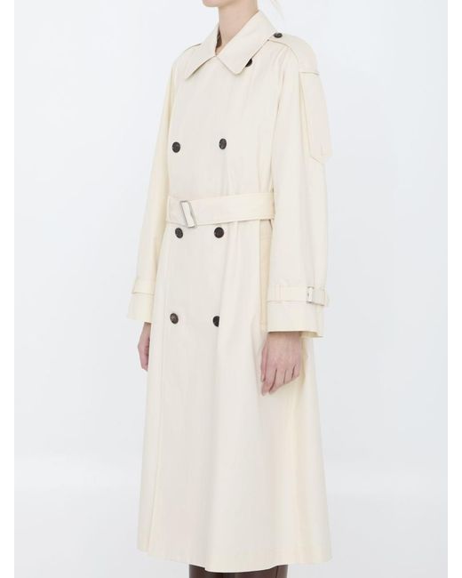 Burberry Natural Long Trench In Gabardine