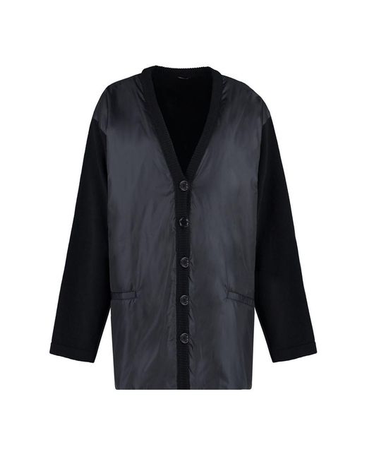 Aspesi Blue Cardigan With Padded Front Panel