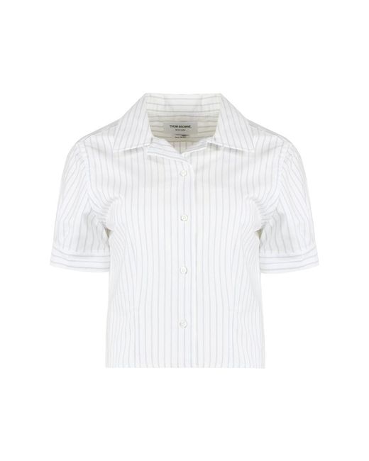 Thom Browne White Short Sleeve Cotton Shirt