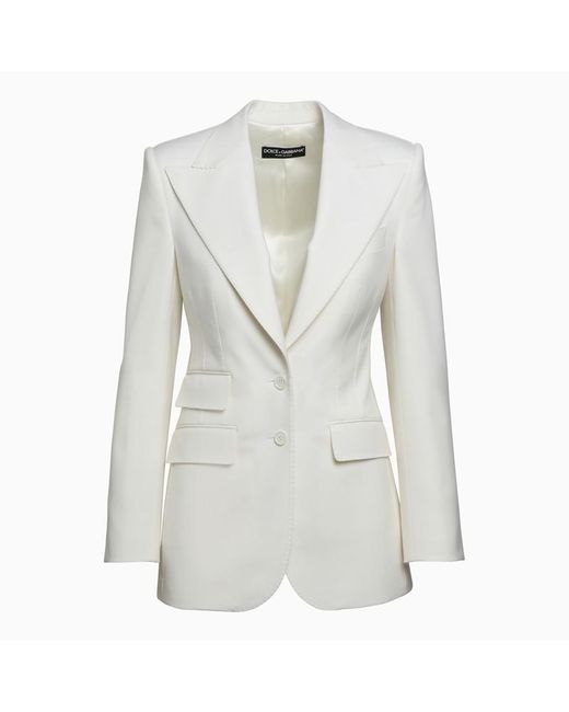 Dolce & Gabbana White Dolce&Gabbana Single-Breasted Jacket In