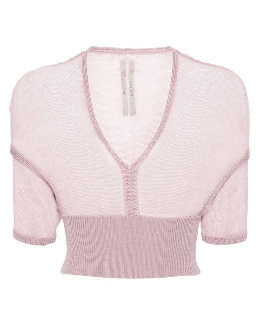 Rick Owens Pink Fine-knit Virgin Wool Top