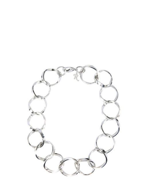Raf Simons White Linked Rings Necklace