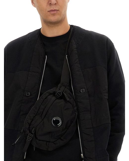 C P Company Black Buttoned Front Zip Sweatshirt for men