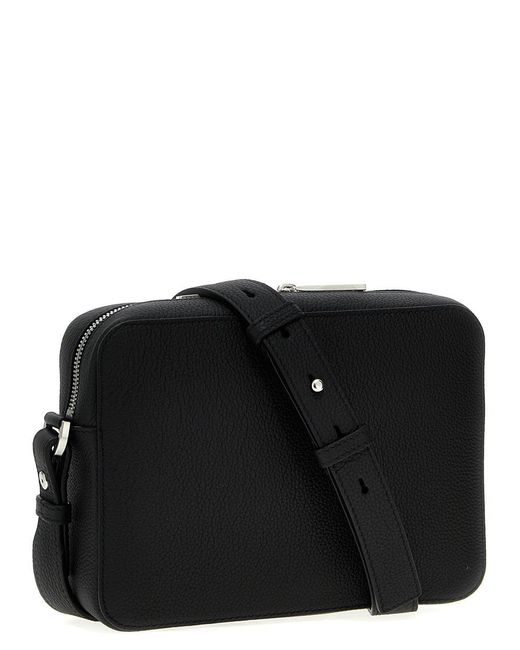 Ferragamo Black Embossed Logo Crossbody Bag for men