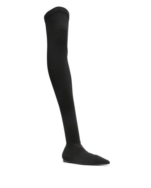Dolce & Gabbana Black Stretch Jersey Thigh-High Boots